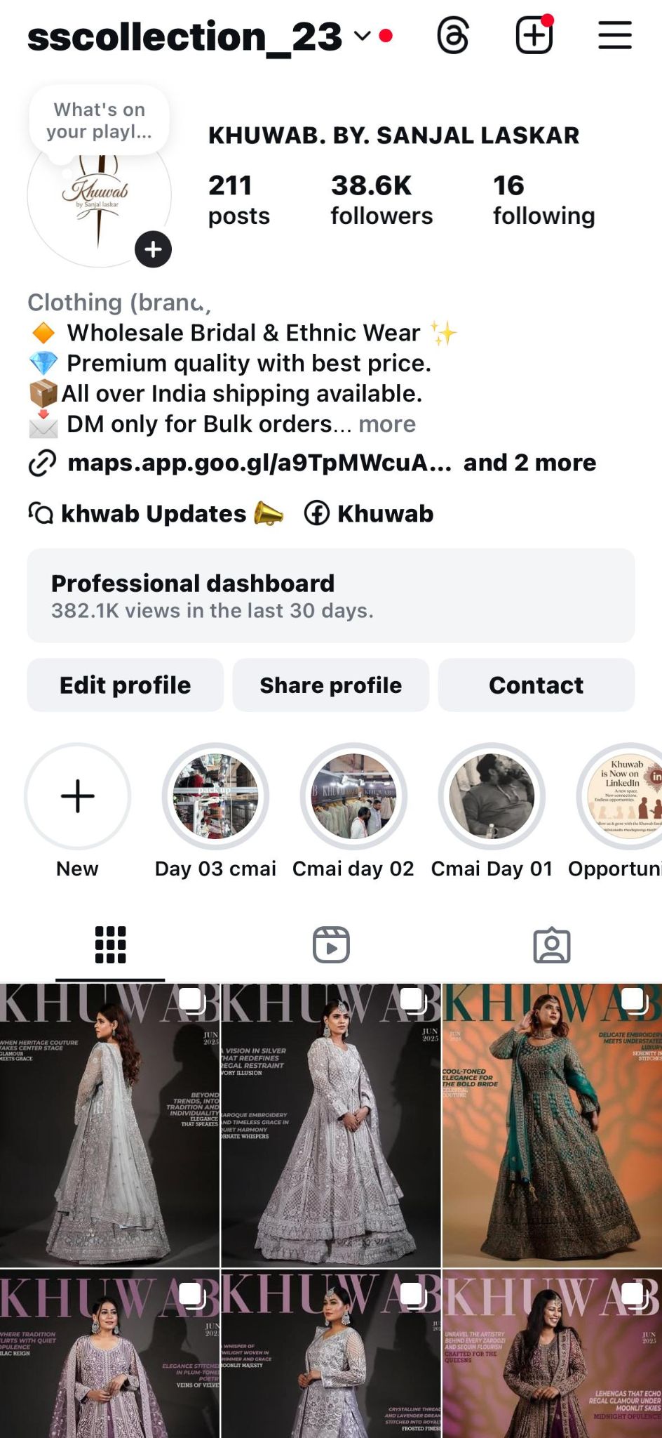 Instagram account after growth campaign showing 38K+ followers